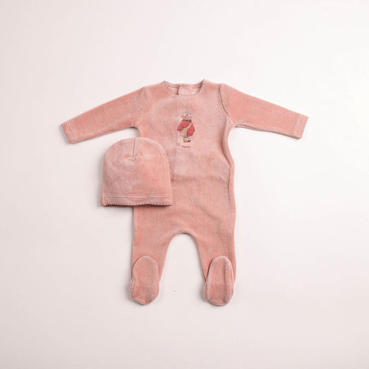 Bee & Dee Au Revoir Footie Set- Satin Pink