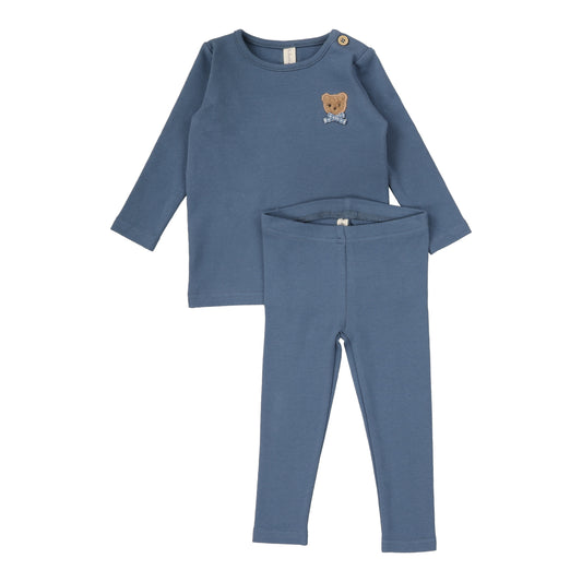 Lilette Bear Applique Lounge Set-Slate