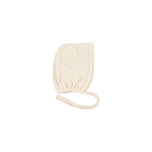 Bebe Organic Bebe Heart Collar Pointelle Footie+Bonnet- Natural