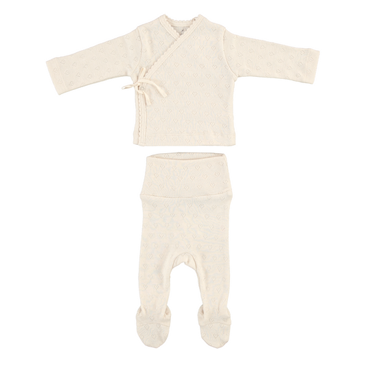 Bebe Organic Bebe Heart Set with Bonnet - Natural