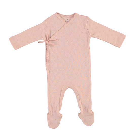 Bebe Organic Bebe Heart Wrap Pointelle Footie+Bonnet - Blush