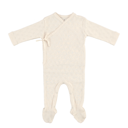 Bebe Organic Bebe Heart Wrap Pointelle Footie+Bonnet- Natural