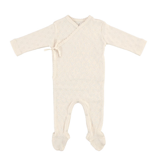 Bebe Organic Bebe Heart Wrap Pointelle Footie+Bonnet- Natural