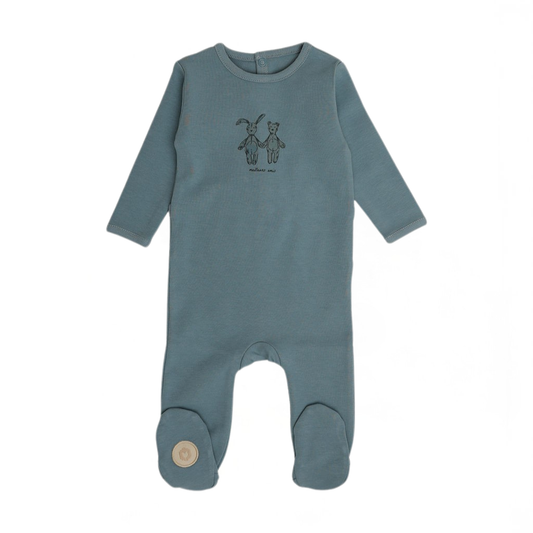Mon Tresor Best Friends Footie - Dusty Blue