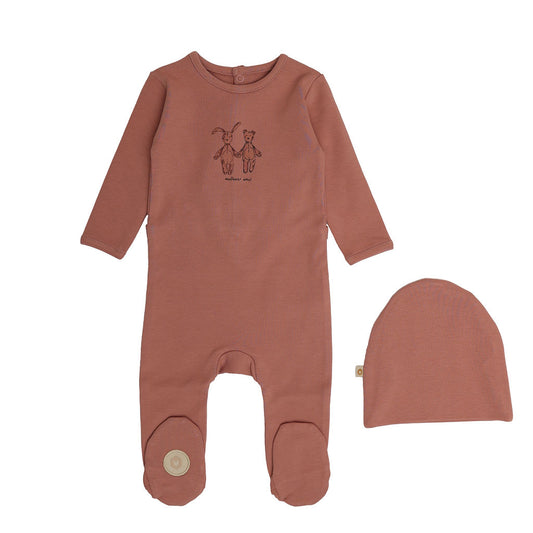 Mon Tresor Best Friends Footie Set- Dark Rose