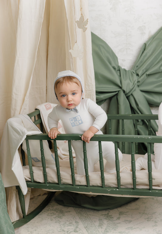 Bliss Bebe Boys Layette Set - Ivory/Blue