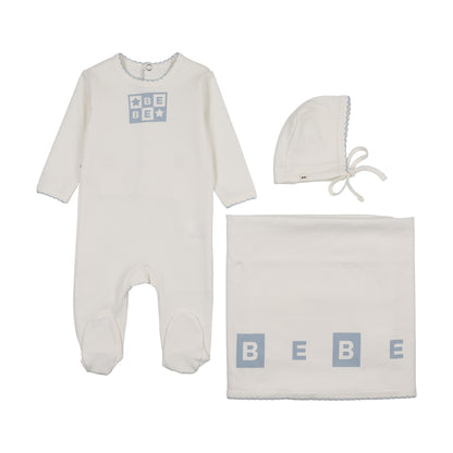 Bliss Bebe Boys Layette Set - Ivory/Blue