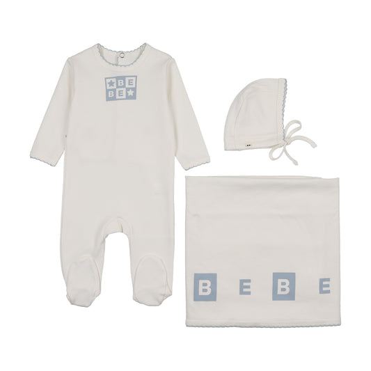 Bliss Bebe Boys Layette Set - Ivory/Blue