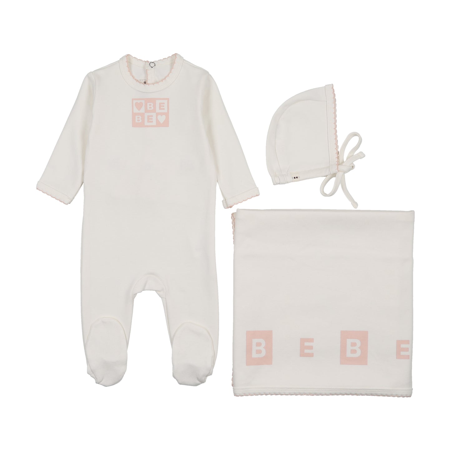Mon Tresor Bliss Bebe Girls Layette Set - Ivory/Pink