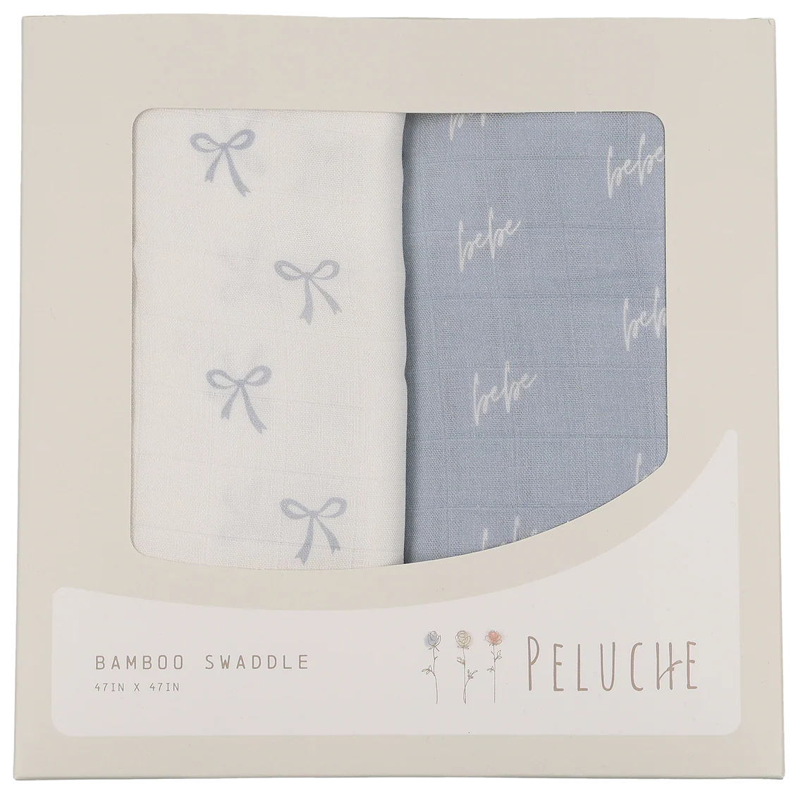 Peluche Bebe/Bows Swaddle - 2 pack - Blue
