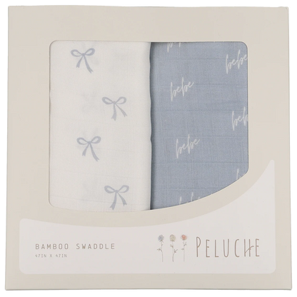 Peluche Bebe/Bows Swaddle - 2 pack - Blue