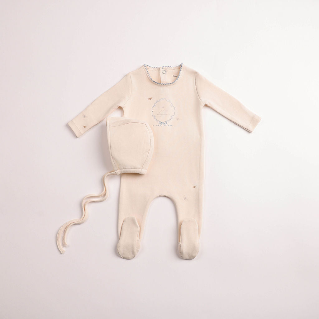 Bee & Dee Botanical Crest Footie Set- Cream Boys