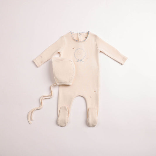 Bee & Dee Botanical Crest Footie Set- Cream Boys