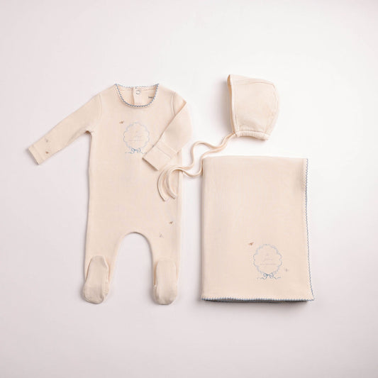 Bee & Dee Botanical Crest Layette Set- Cream Boys