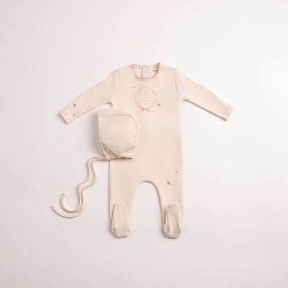 Bee & Dee Botanical Crest Footie Set- Cream Girls