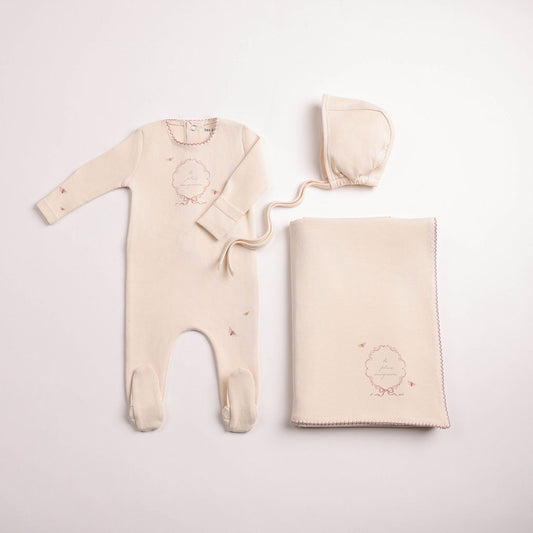 Bee & Dee Botanical Crest Layette Set- Cream Girls