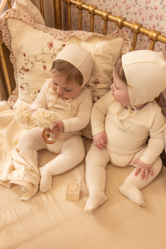 Bee & Dee Botanical Crest Footie Set- Cream Boys