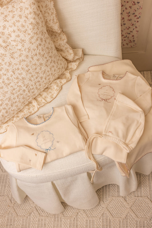 Bee & Dee Botanical Crest Layette Set- Cream Boys