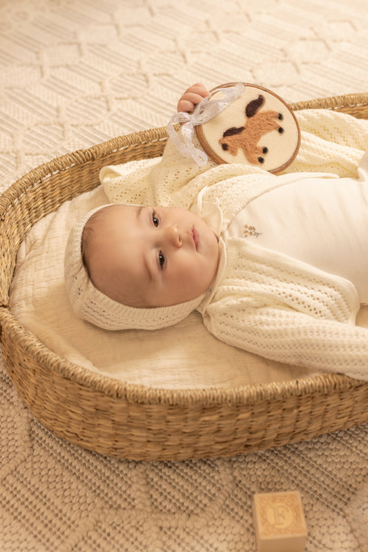 Bee & Dee Boutique Delicata Ensemble Footie Set-Linen