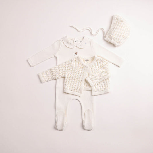 Bee & Dee Boutique Delicata Ensemble Footie Set-Linen