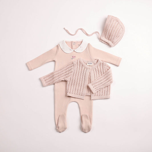 Bee & Dee Boutique Delicata Ensemble Footie Set-Mauve