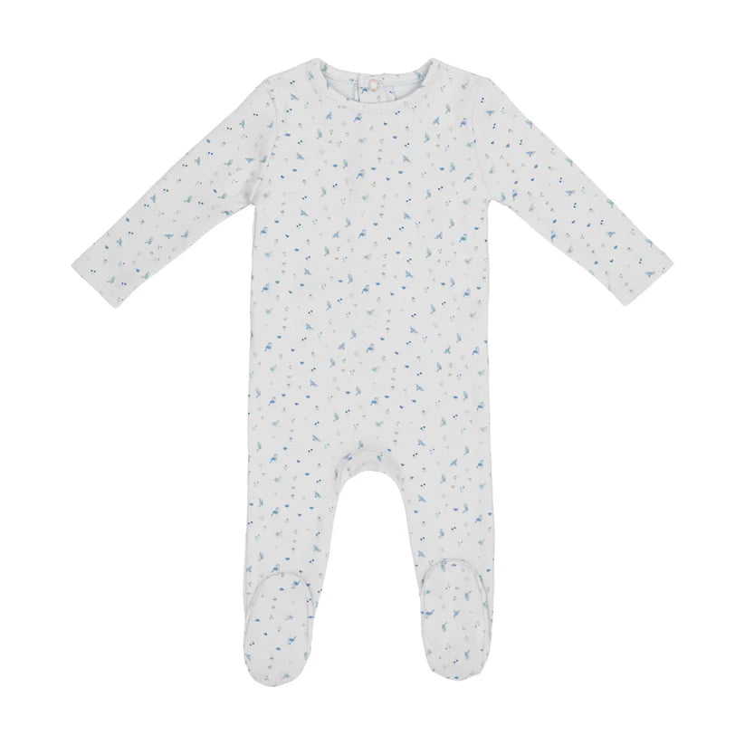 Mini Label Blue Bird Over Print Footie-Boys