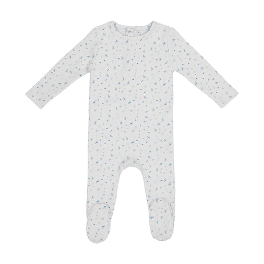 Mini Label Blue Bird Over Print Footie-Boys