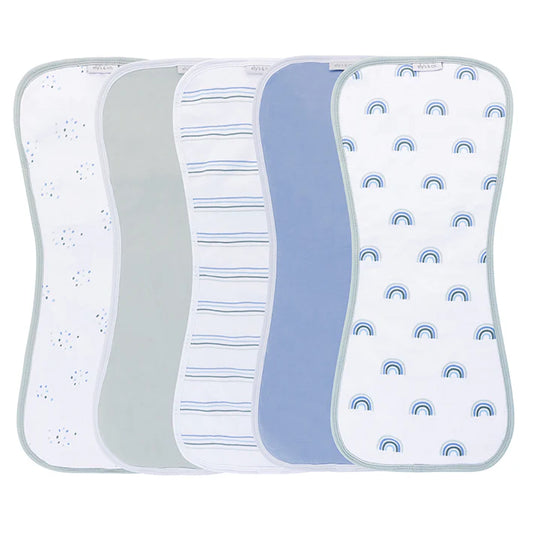 Ely's and Co Absorbent Burp Cloths, 5-Pack Blue Rainbow