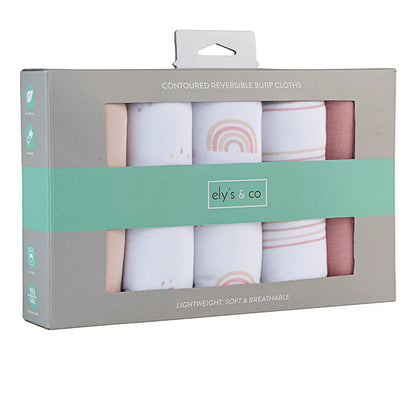 Ely's and Co Absorbent Burp Cloths, 5-Pack Dusty Pink Rainbow