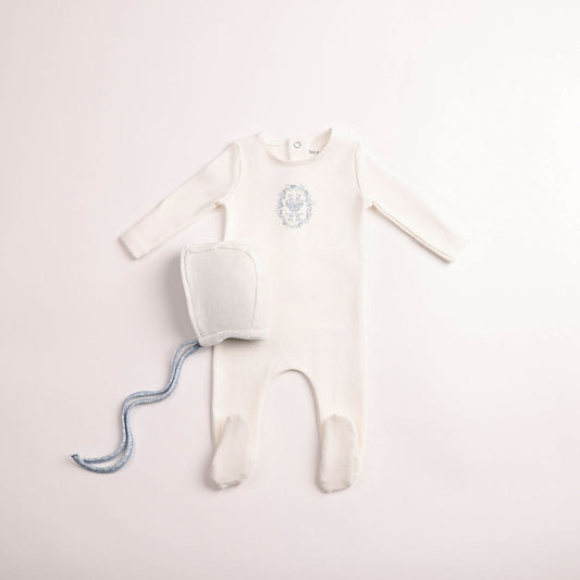 Bee & Dee Butterfly Motif Footie Set- Chalk White Boys