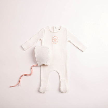 Bee & Dee Butterfly Motif Footie Set- Chalk White Girls