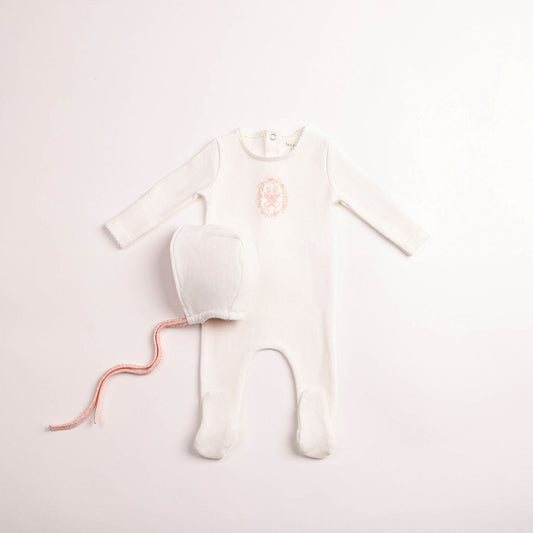 Bee & Dee Butterfly Motif Footie Set- Chalk White Girls