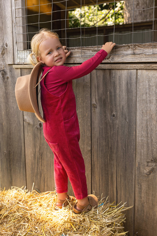 Bondoux Velour Raspberry 2 Pcs Romper Set