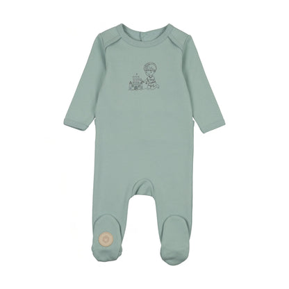 Mon Tresor Castle Cutie Boys Footie- Frostie Blue