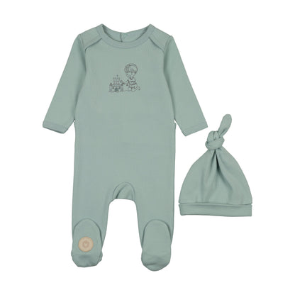 Mon Tresor Castle Cutie Boys Footie Set - Frostie Blue