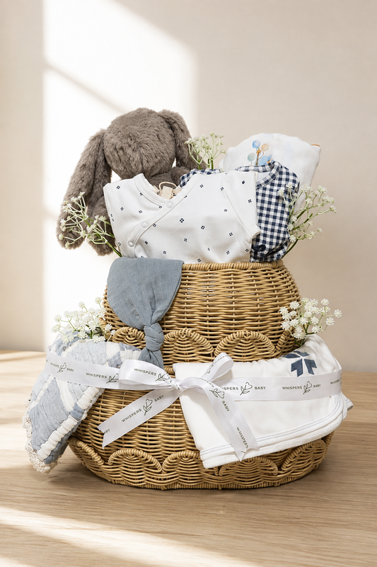 Set of Two Rattan Nursery Baskets with Lids