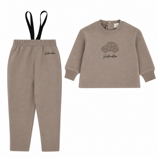 Bondoux  Sherpa Car Taupe 2 Pcs Set