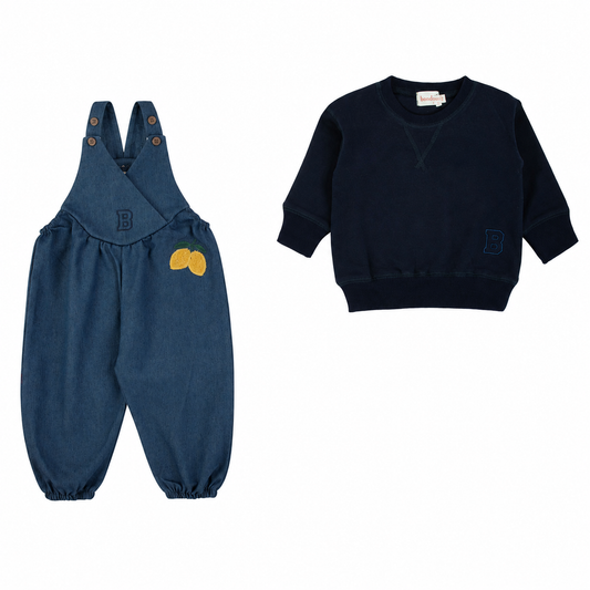 Bondoux Sherpa Lemon Denim Romper Set