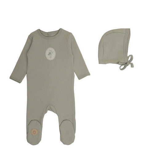 Mon Tresor Cottage Comfort Footie Set- Silver Sage
