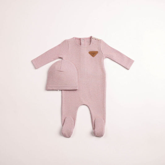 Bee & Dee Cozy Cotton Footie Set- Cranberry