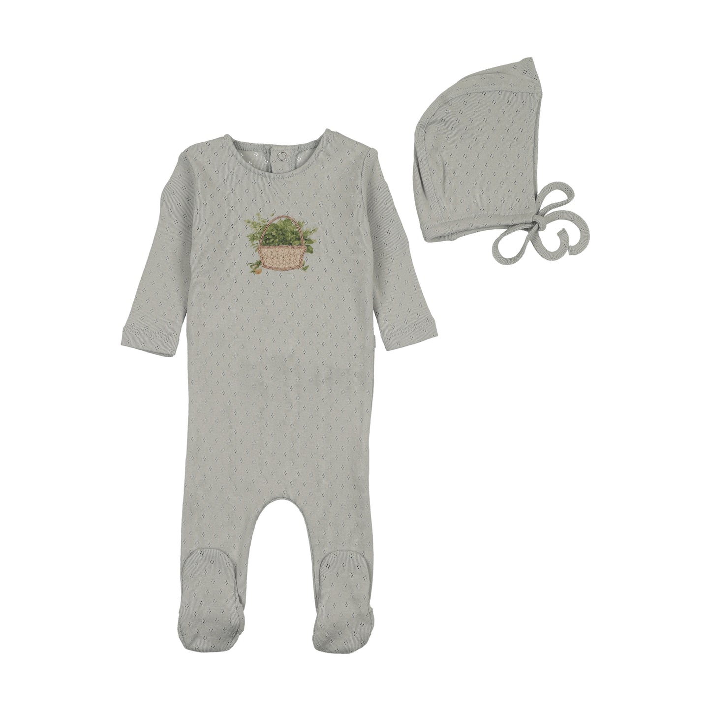 Bee & Dee Crochet Basket Footie Set- Storm