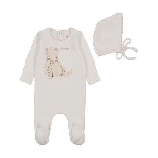 Bee & Dee Cuddle Time Footie Set- Chalk White Girls