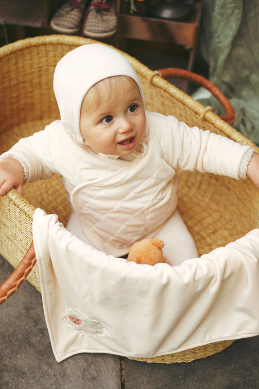 Bondoux Velour and Sherpa Jacket with Bonnet -Off White