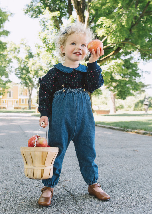 Lil Legs Knit Strap Bubble Suspender - Blue Denim