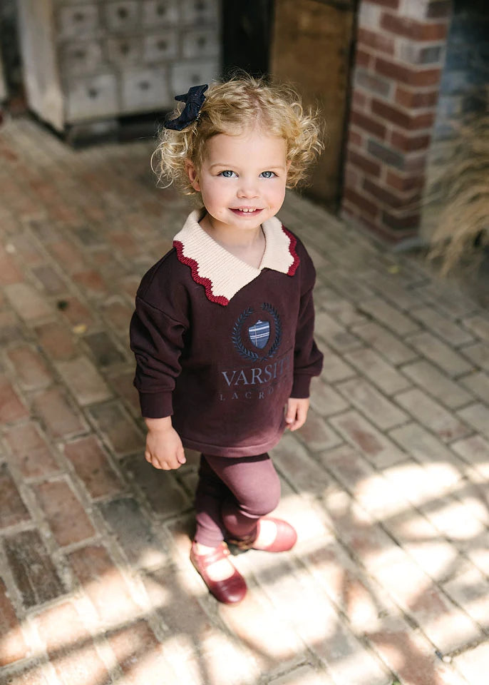 Lil Legs Fan Club Girls Sweatshirt Set - Plum/Cream
