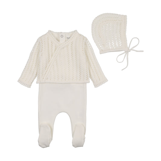 Bee & Dee Dainty Sweater Layette Set- White
