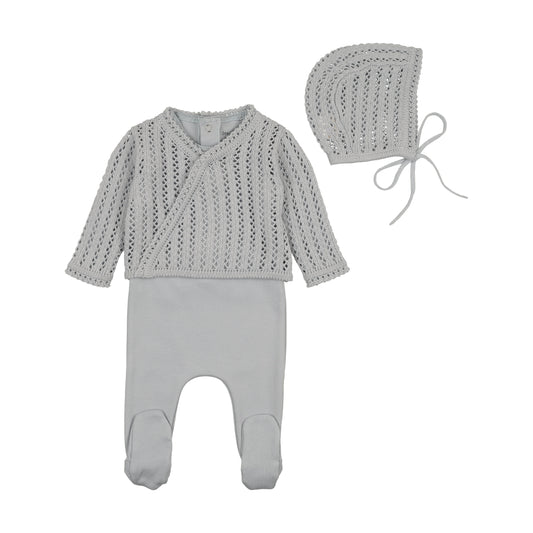 Bee & Dee Dainty Sweater Layette Set- London Fog