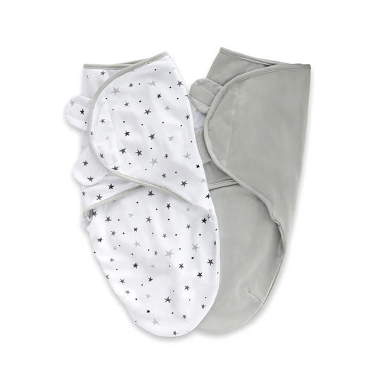Ely's and Co Adjustable Swaddles 2-Pack - Grey Stars