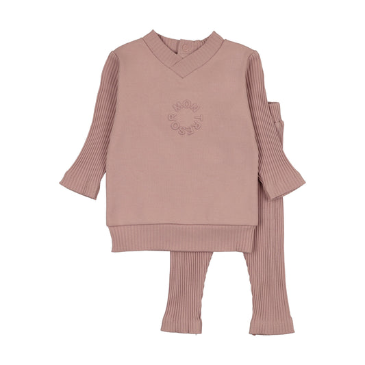 Mon Tresor Embossed Logo Long Ensemble- Mauveglow