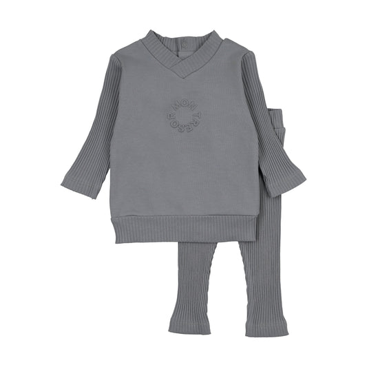 Mon Tresor Embossed Logo Long Ensemble- Ocean Blue